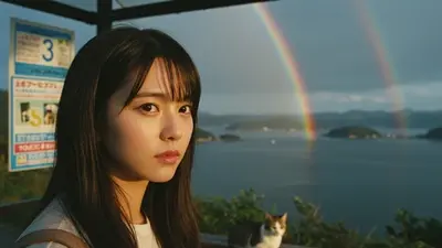 朝日と海の見えるバス停