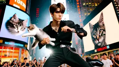 Jung Kook's secret concert in New York Times Square