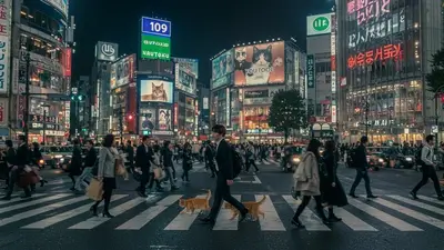 東京、渋谷、人間交差点